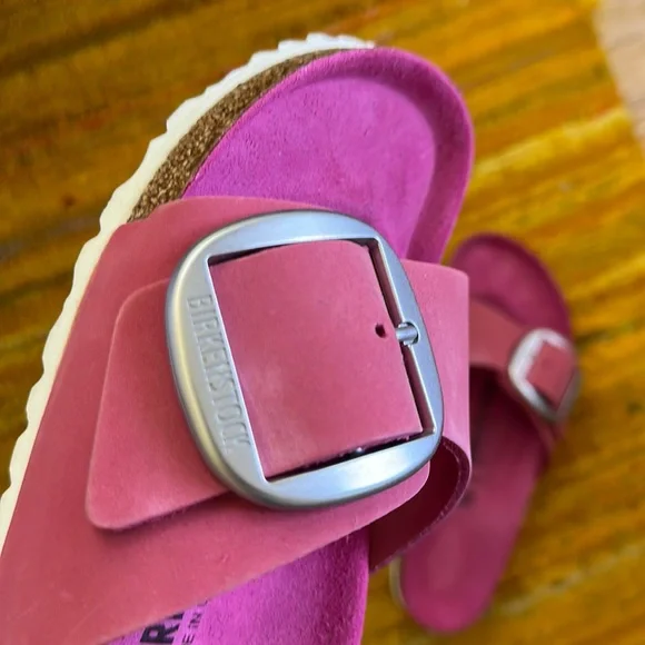 Birkenstock Madrid Big Buckle Nubuck Fuchsia Tulip + Brushed Silver 11-11.5 M/N - Picture 3 of 9